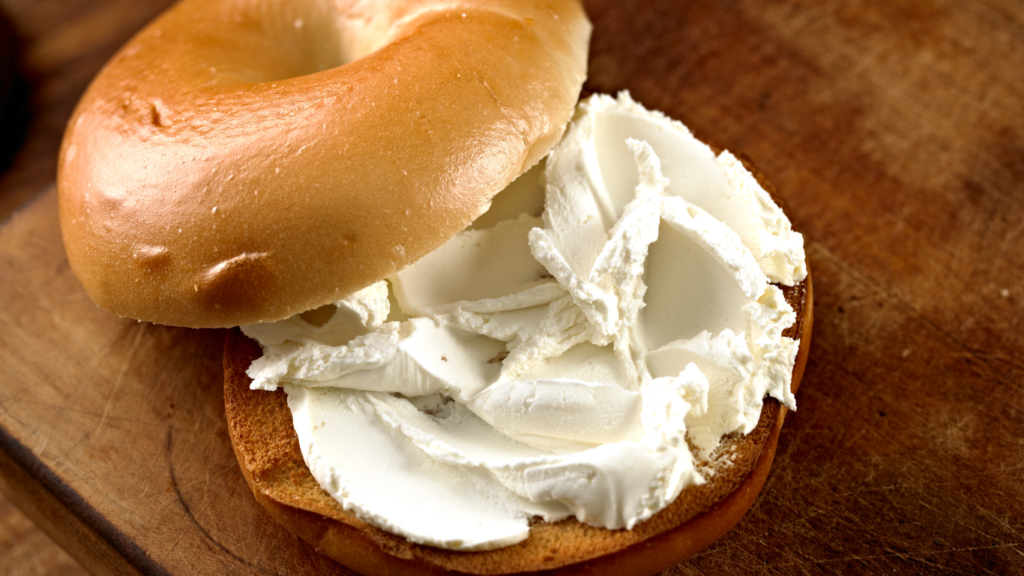 Bagel with cream cheese at Yaba's Bagels